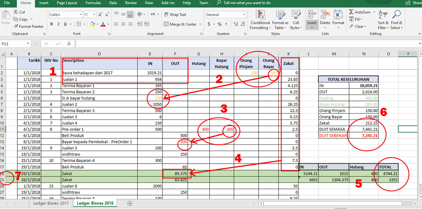 Template Akaun Perniagaan Excel Percuma