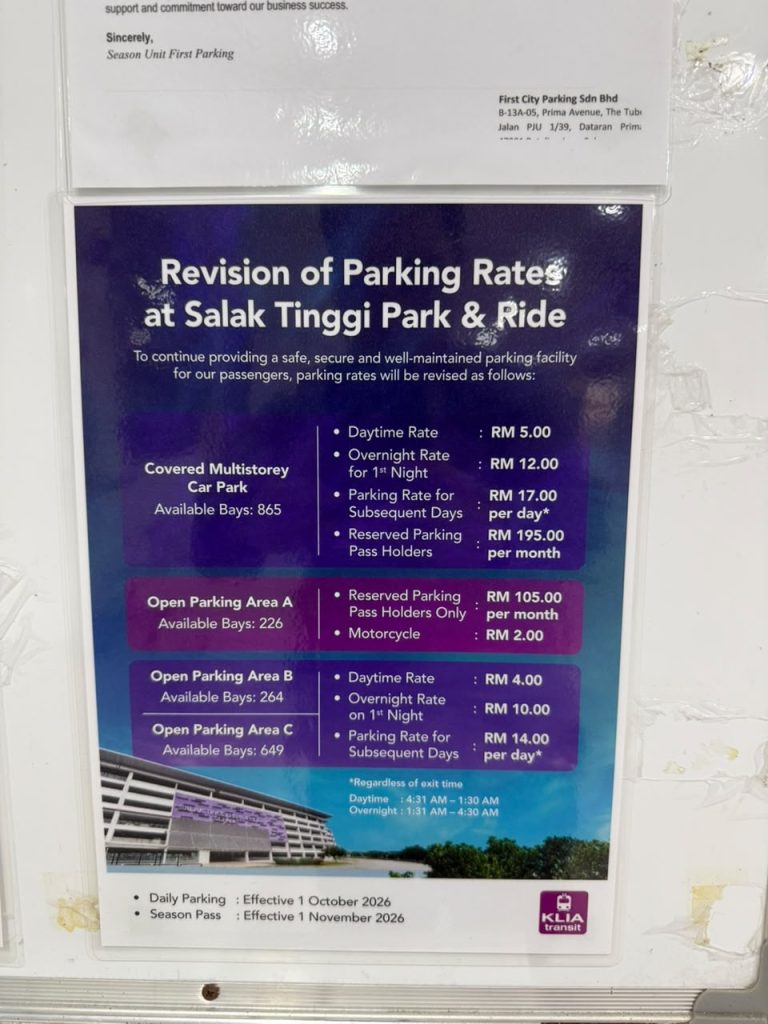 Kadar Baru Parking Salak Tinggi Oktober 2026